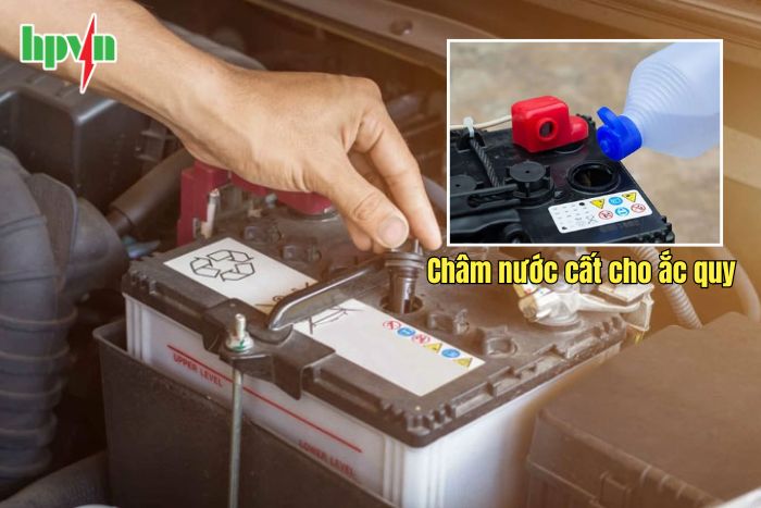 Chỉ ch&acirc;m nước cất cho ắc quy nước 