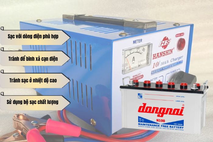 C&aacute;ch sạc b&igrave;nh ắc quy xe tải 